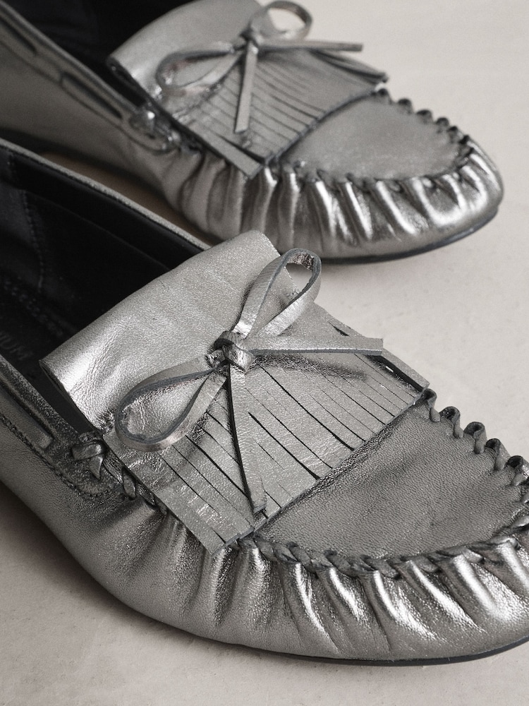 Pewter - N. Premium Ruched Bow Loafer - 10ичинен 10 сүрөт