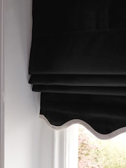 Black/Light Natural Ready Made Blackout Thermal Scalloped Trim Cotton Roman Blinds - Image 5 of 7