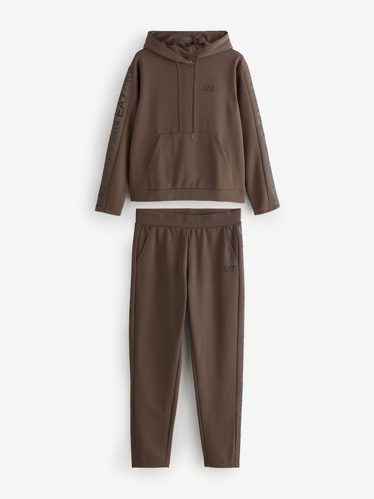 EA7 Logo Regular-Fit Brown Sweat top & Joggers - Image 1 of 3 EA7 Logo Regular-Fit Brown Sweat top & Joggers - Image 1 of 3