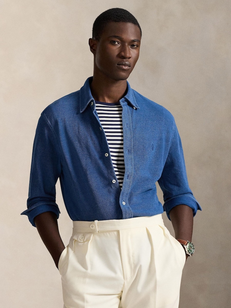 Polo Ralph Lauren Medium Indigo Knit Sport Shirt - Image 1 of 4