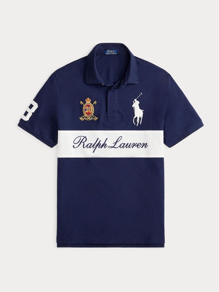Polo Ralph Lauren Cruise Navy Knit Polo Shirt - Image 8 of 8