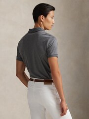 Polo Ralph Lauren Grey Flannel Heather Short Sleeve Knit Polo Shirt - Image 2 of 5