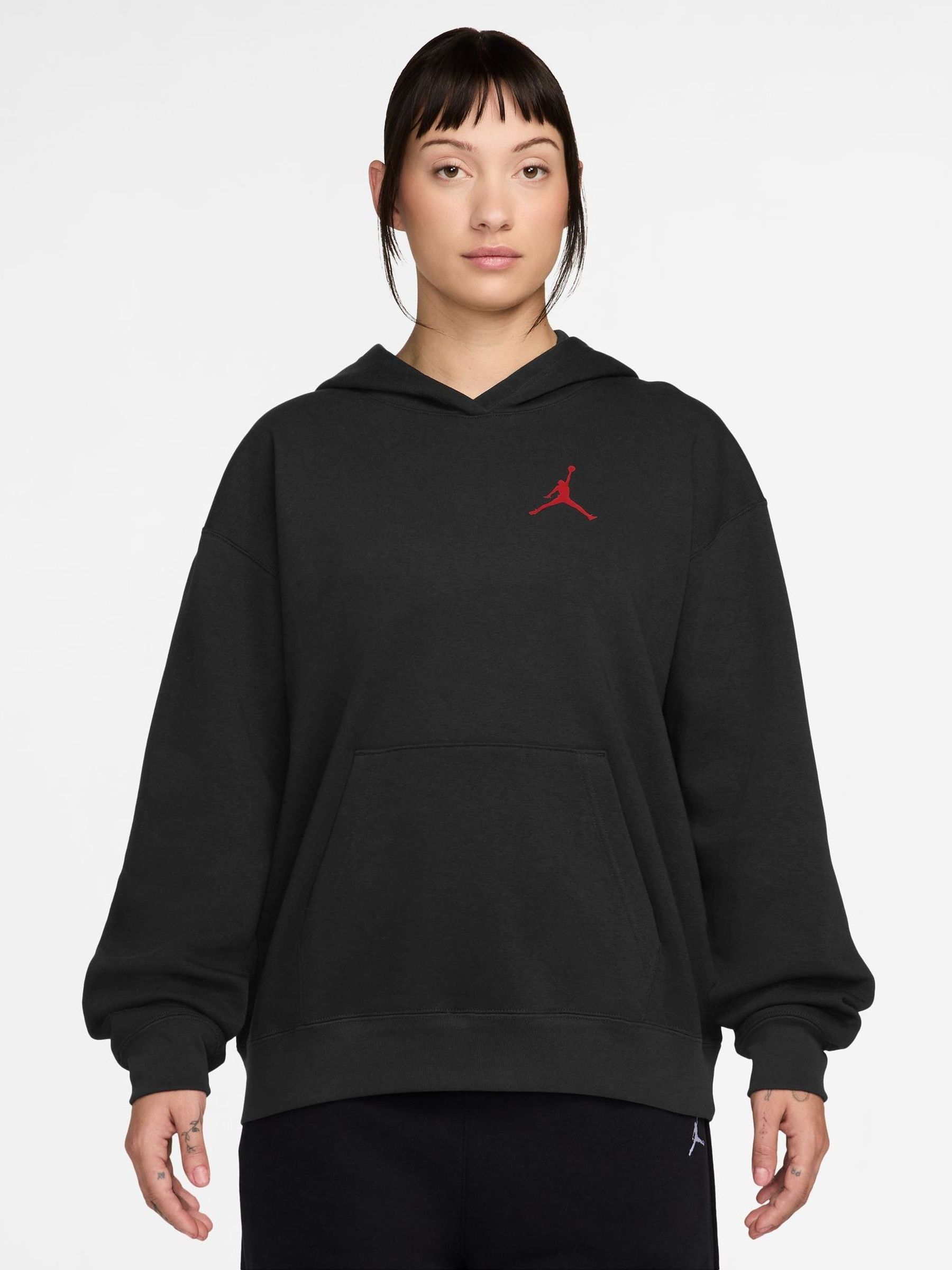 black jordan hoodie red logo