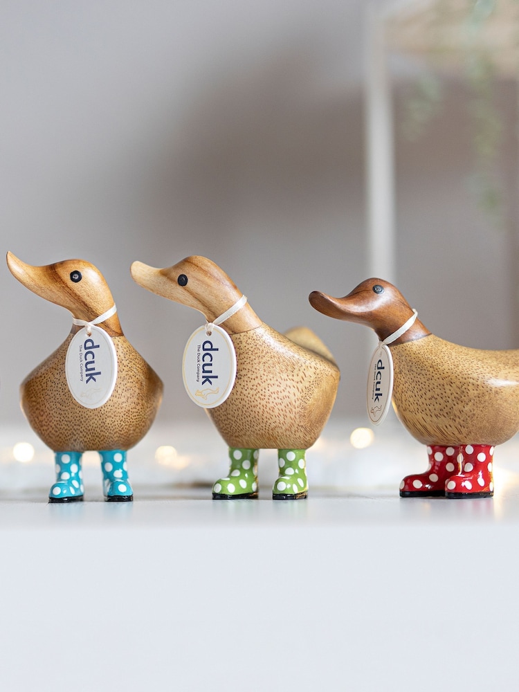 DCUK Green Spotty Boots Ducky Wooden Ornament - Image 1 of 2