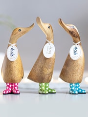 DCUK Pink Spotty Boots Duckling Wooden Ornament - Image 1 of 2