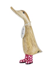 DCUK Pink Spotty Boots Duckling Wooden Ornament - Image 2 of 2