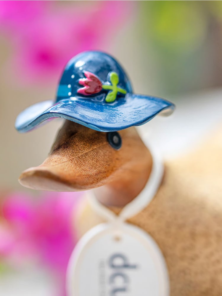 DCUK Blue Floral Hat and Boots Ducky Wooden Ornament - Image 2 of 4