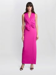 Gina Bacconi Pink Sienna Maxi Dress With Bow Detail - Image 3 of 6