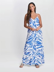 Vestido listrado azul Crista Stappy da Gina Bacconi - Imagem 1 de 5
