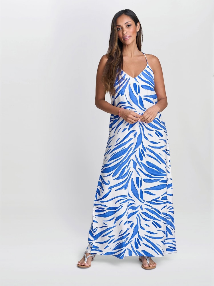 Vestido listrado azul Crista Stappy da Gina Bacconi - Imagem 1 de 5