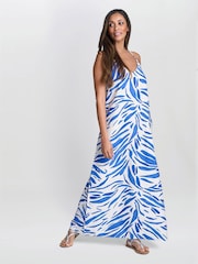 Vestido listrado azul Crista Stappy da Gina Bacconi - Imagem 4 de 5