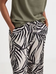 JD Williams White Leaf Print Herringbone Wide Leg Trousers - Image 4 of 6