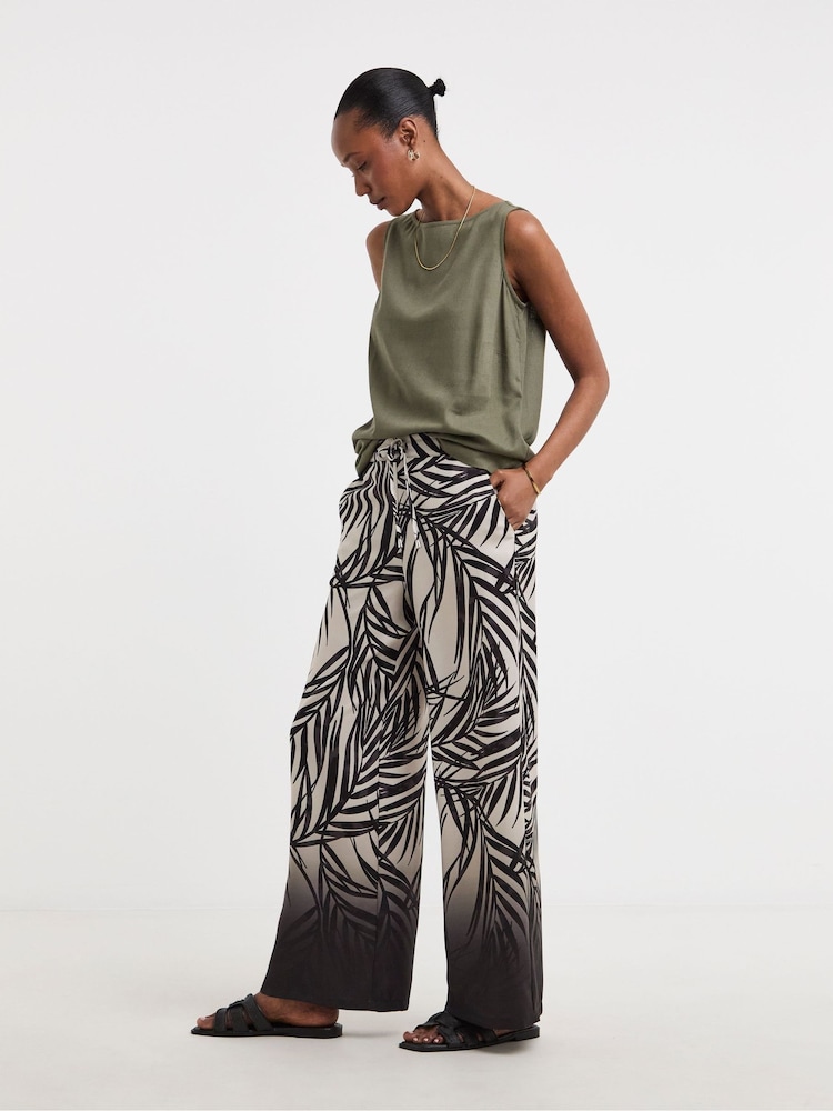 JD Williams White Leaf Print Herringbone Wide Leg Trousers - Image 6 of 6 JD Williams White Leaf Print Herringbone Wide Leg Trousers - Image 6 of 6
