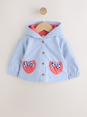 Blue Striped Strawberry Pocket - Baby Hooded Jacket (0mths-2yrs) - Imaginea 1 din 7