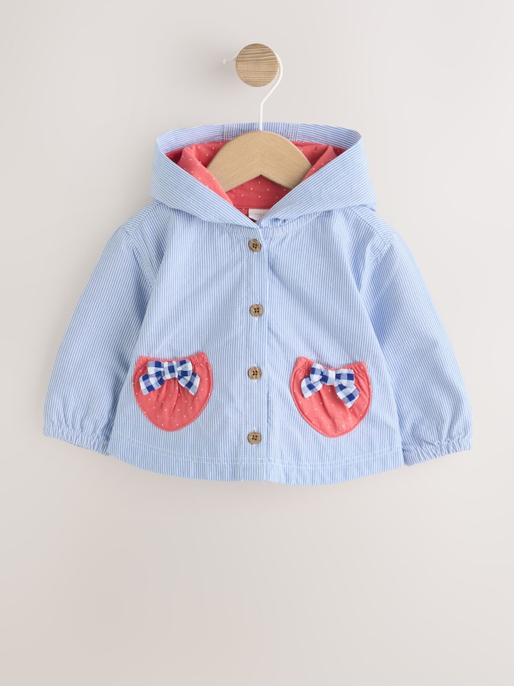 Blue Striped Strawberry Pocket - Baby Hooded Jacket (0mths-2yrs) - Imaginea 1 din 7