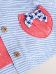 Blue Striped Strawberry Pocket - Baby Hooded Jacket (0mths-2yrs) - Imaginea 3 din 7