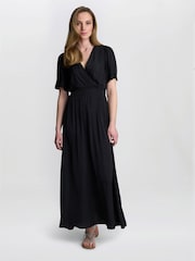 Gina Bacconi Carole Flowing V-Neck Black Dress - Image 1 of 6