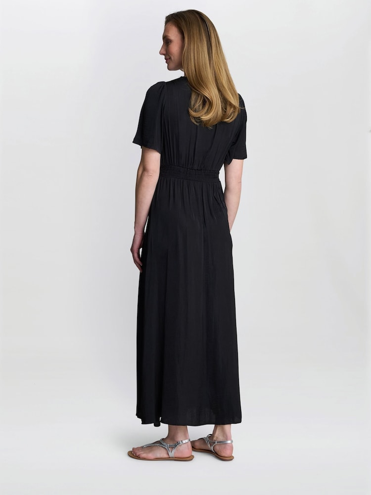 Gina Bacconi Carole Flowing V-Neck Black Dress - Image 2 of 6