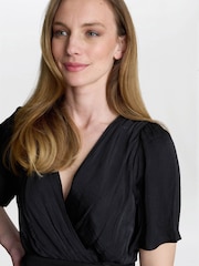 Gina Bacconi Carole Flowing V-Neck Black Dress - Image 5 of 6