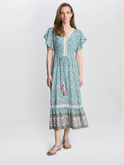 Vestido estampado vintage Frankie verde Gina Bacconi - Imagem 1 de 3