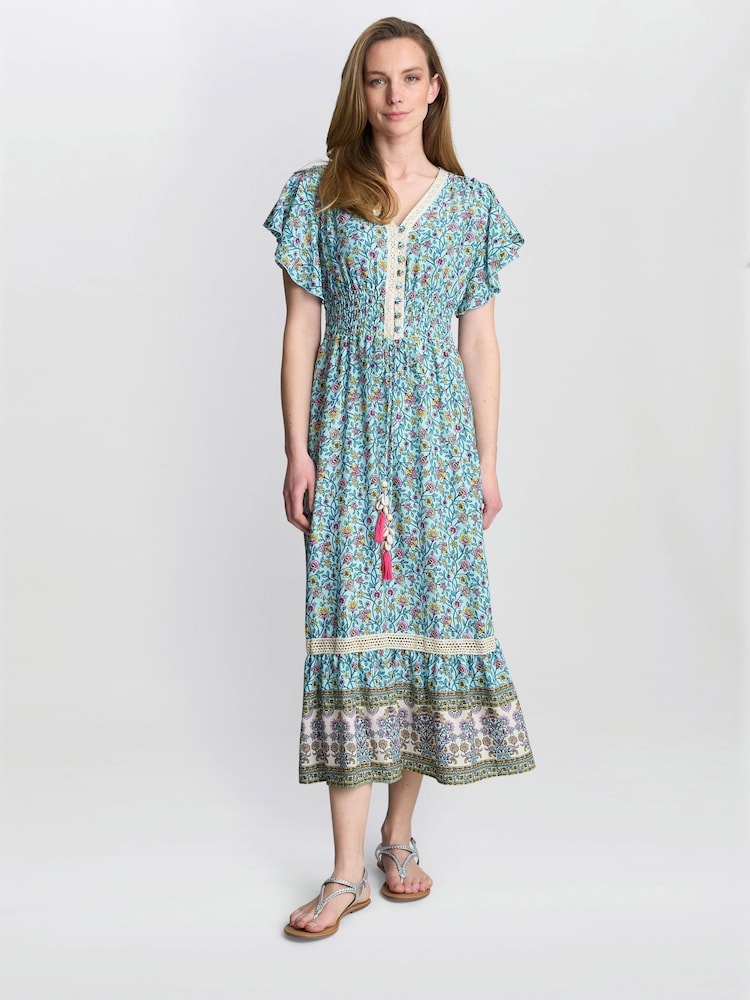 Vestido estampado vintage Frankie verde Gina Bacconi - Imagem 1 de 3
