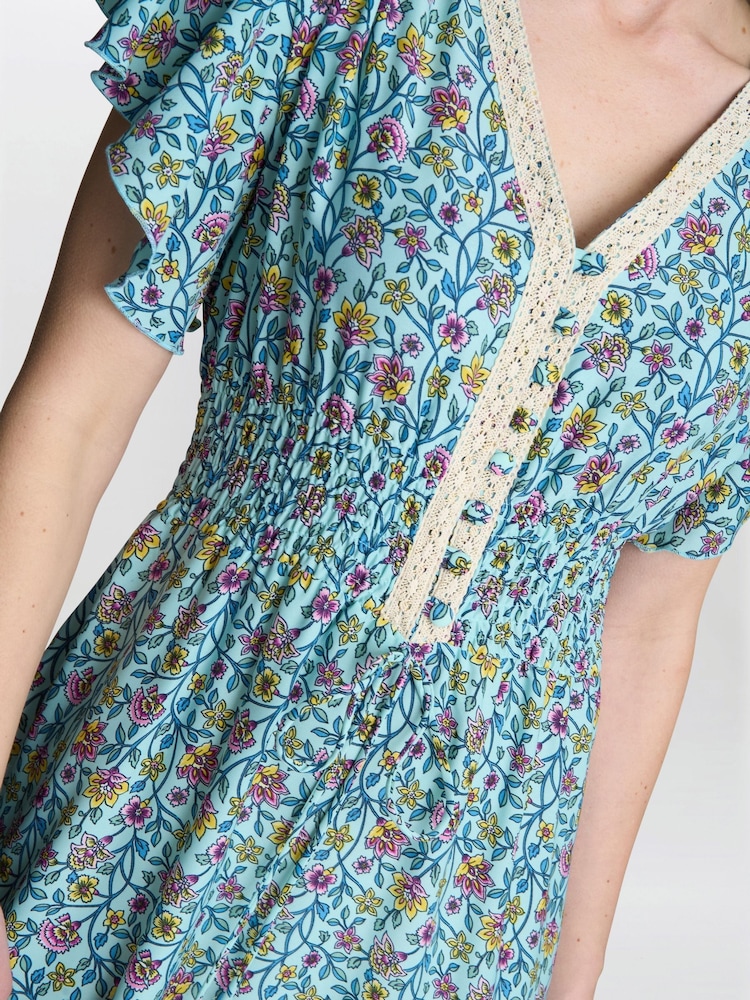 Vestido estampado vintage Frankie verde Gina Bacconi - Imagem 2 de 3
