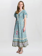 Vestido estampado vintage Frankie verde Gina Bacconi - Imagem 3 de 3