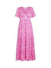 Vestido Deeann Rosa com Estampa Floral Gina Bacconi - Imagem 2 de 2