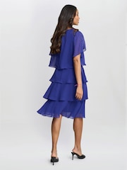 Gina Bacconi Blue Cherry Tiered Chiffon Dress - Image 2 of 7