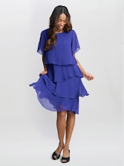 Gina Bacconi Blue Cherry Tiered Chiffon Dress - Image 3 of 7