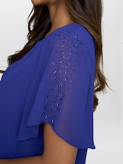 Gina Bacconi Blue Cherry Tiered Chiffon Dress - Image 6 of 7