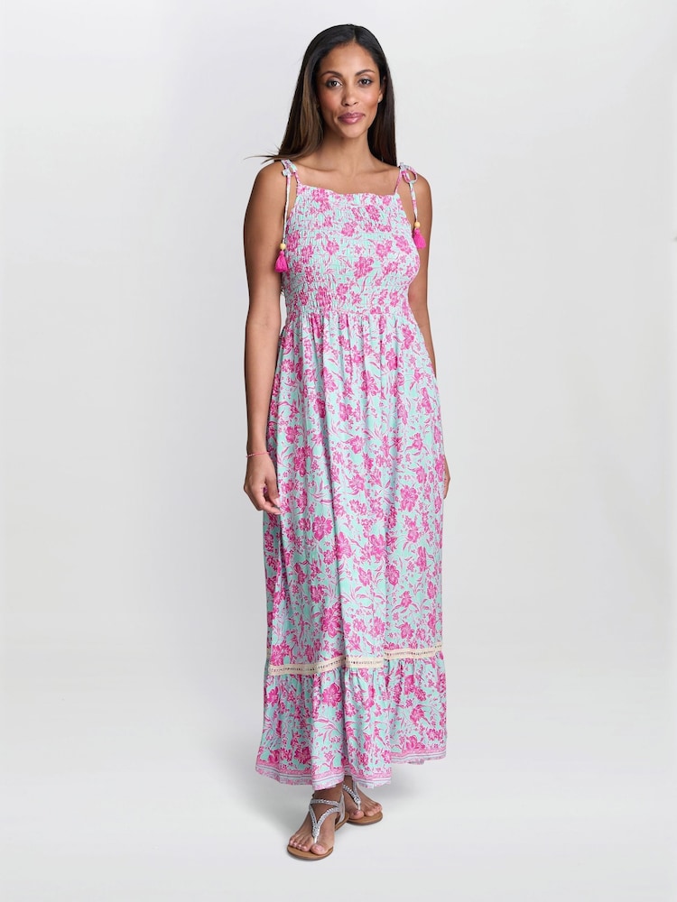 Gina Bacconi Pink Everleigh Shired Bodice Dress - Image 1 of 6