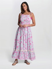 Gina Bacconi Pink Everleigh Shired Bodice Dress - Image 4 of 6