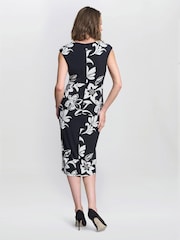 Gina Bacconi Marjorie Floral Print Shift Black Dress - Image 3 of 5