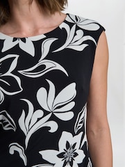 Gina Bacconi Marjorie Floral Print Shift Black Dress - Image 4 of 5