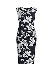 Gina Bacconi Marjorie Floral Print Shift Black Dress - Image 5 of 5