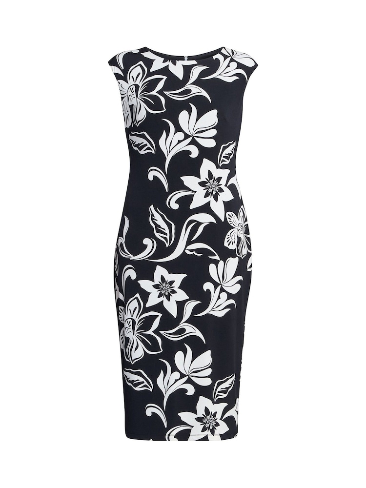 Gina Bacconi Marjorie Floral Print Shift Black Dress - Image 5 of 5