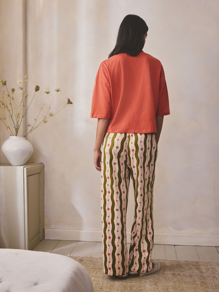 Green/Ecru Stripe Cotton Short Sleeve Pyjamas - Image 2 of 6 Green/Ecru Stripe Cotton Short Sleeve Pyjamas - Image 2 of 6