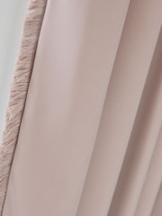 Pink Light Rose Matte Velvet Fringe Blackout/Thermal Eyelet Curtains - Image 5 of 6