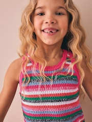 Pink Stripe Summer Knitted Shorts Set (3-16yrs) - Image 4 of 9