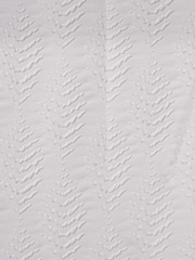 White Embossed Geometric Leaf Pattern Blackout Thermal Eyelet Curtains - Image 7 of 7