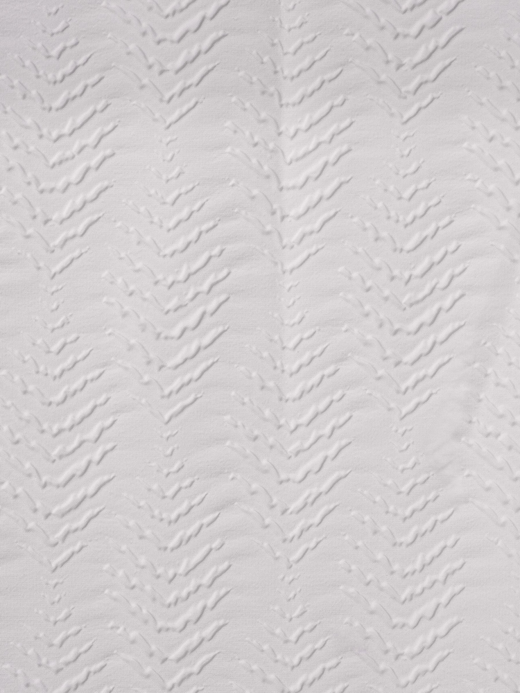 White Embossed Geometric Leaf Pattern Blackout Thermal Eyelet Curtains - Image 7 of 7