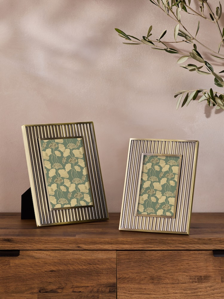 Gold Hollis Ribbed Metal Photo Frame - Image 1 of 7 Gold Hollis Ribbed Metal Photo Frame - Image 1 of 7