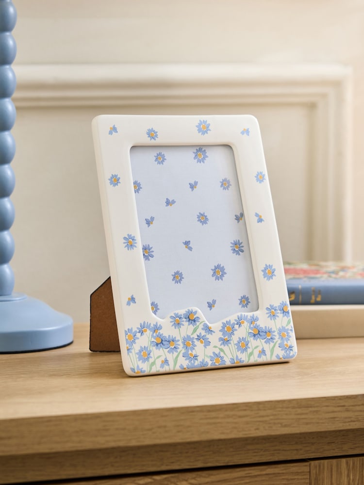 Blue Ditsy Floral Ceramic Photo Frame - Image 1 of 4