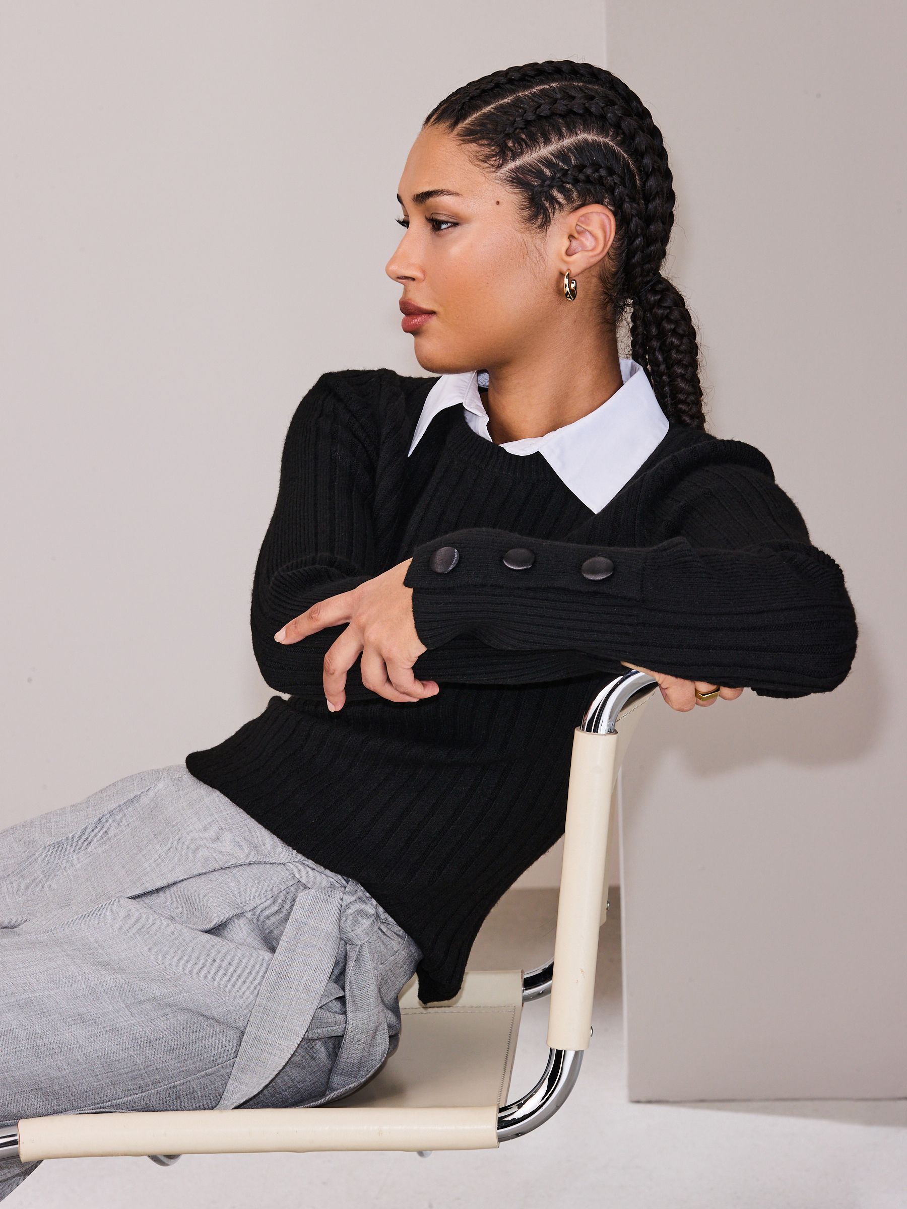 Buy Black Supersoft Knitted Layer Shirt Jumper from the Next UK