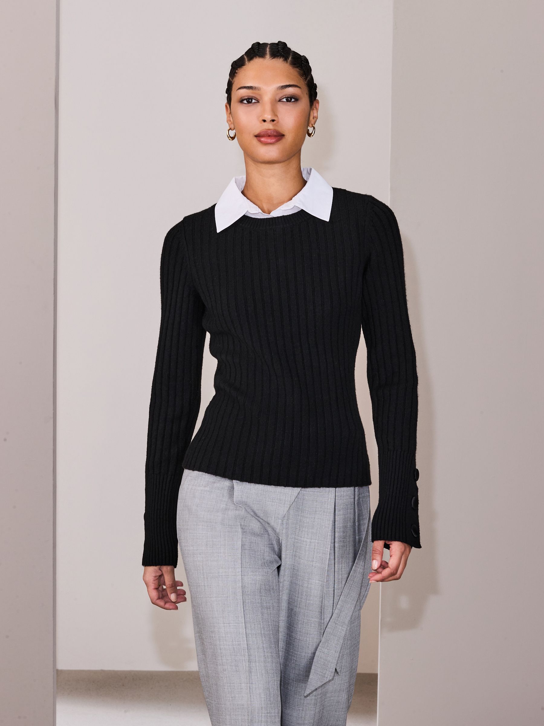 Buy Black Supersoft Knitted Layer Shirt Jumper from Next USA