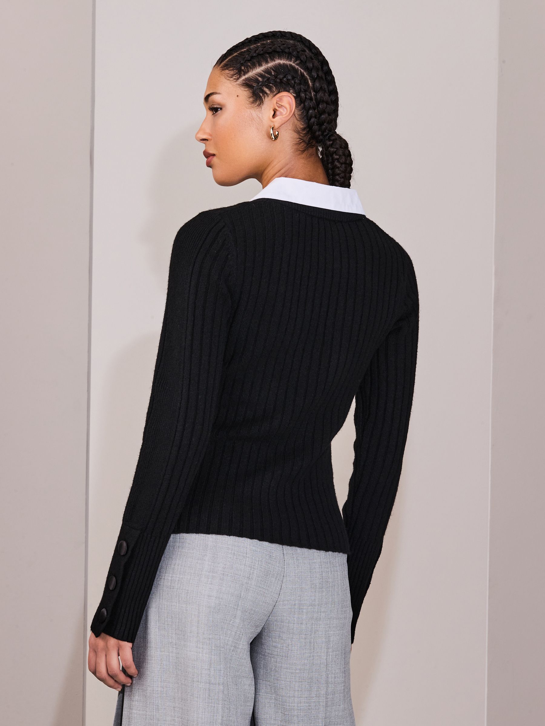 Buy Black Supersoft Knitted Layer Shirt Jumper from the Next UK