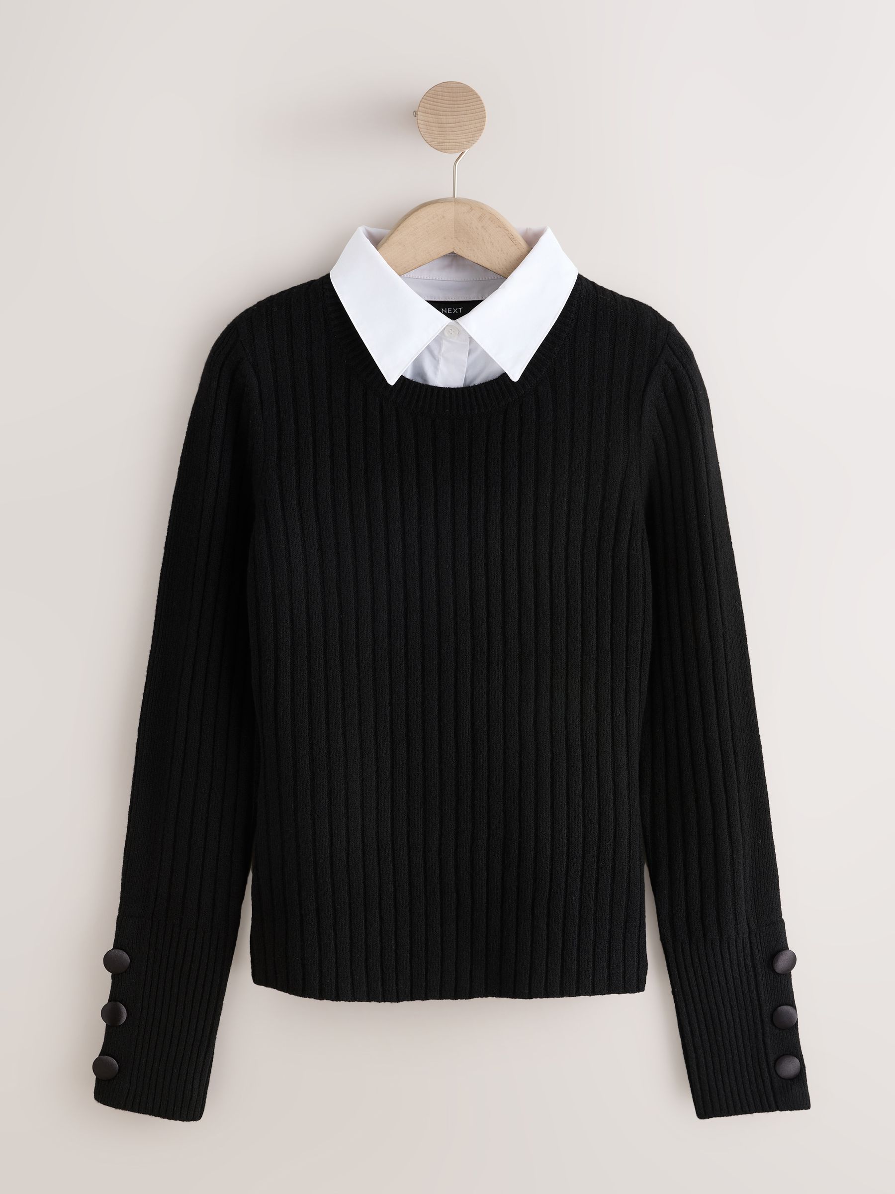 Buy Black Supersoft Knitted Layer Shirt Jumper from the Next UK