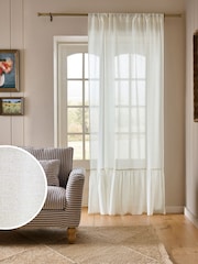 Linen Look Frill Hem Slot Top Voile Unlined Sheer Panel Curtain - 3의 이미지 1