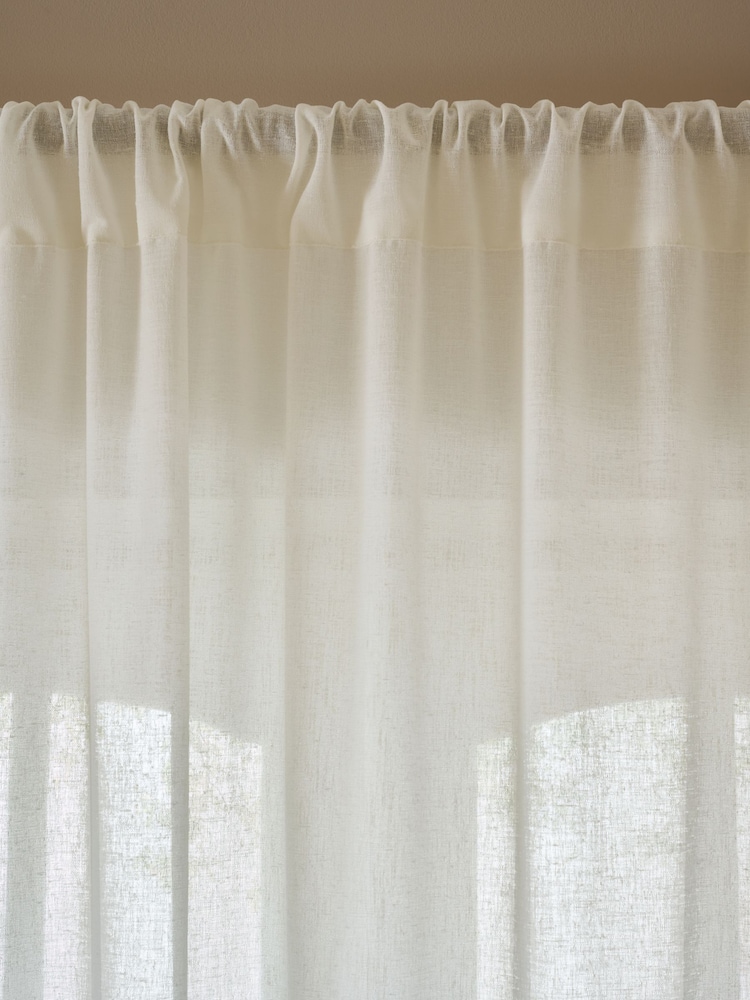 Linen Look Frill Hem Slot Top Voile Unlined Sheer Panel Curtain - 3의 이미지 2